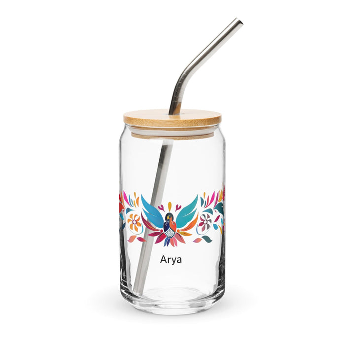 Arya Exclusive Name Art Piece Can-Shaped Glass Home Office Work Mexican Spanish Pride Gift Cup One-Of-A-Kind Calligraphy Glass | A20 Mexicada 16 oz With Lid & Straw