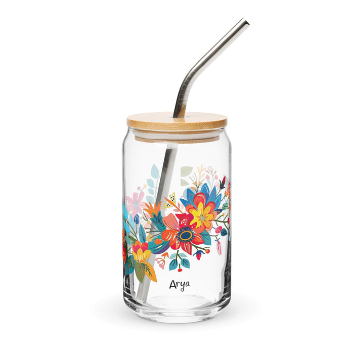 Arya Exclusive Name Art Piece Can-Shaped Glass Home Office Work Mexican Spanish Pride Gift Cup One-Of-A-Kind Calligraphy Glass | A23 Mexicada 16 oz With Lid & Straw