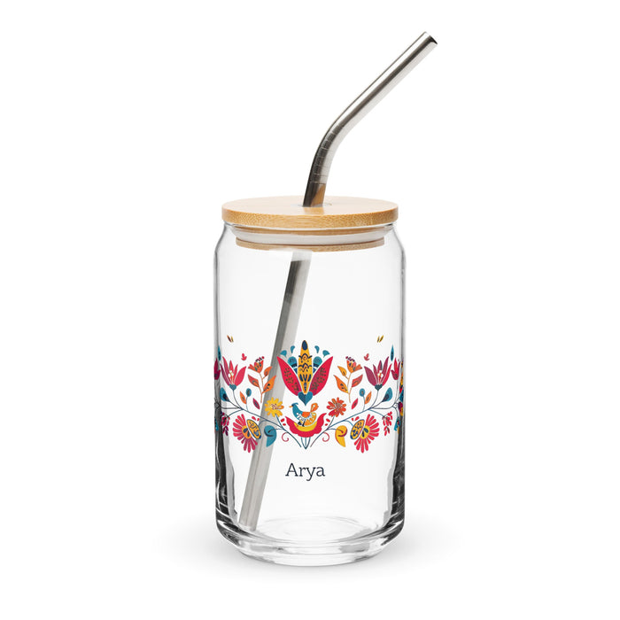 Arya Exclusive Name Art Piece Can - Shaped Glass Home Office Work Mexican Spanish Pride Gift Cup One - Of - A - Kind Calligraphy Glass | A27 - Mexicada