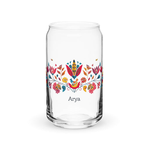 Arya Exclusive Name Art Piece Can - Shaped Glass Home Office Work Mexican Spanish Pride Gift Cup One - Of - A - Kind Calligraphy Glass | A27 - Mexicada