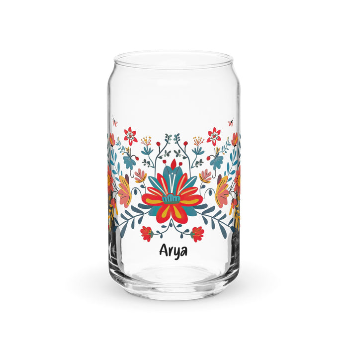 Arya Exclusive Name Art Piece Can - Shaped Glass Home Office Work Mexican Spanish Pride Gift Cup One - Of - A - Kind Calligraphy Glass | A5 - Mexicada