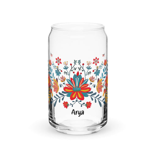 Arya Exclusive Name Art Piece Can-Shaped Glass Home Office Work Mexican Spanish Pride Gift Cup One-Of-A-Kind Calligraphy Glass | A5 Mexicada 16 oz