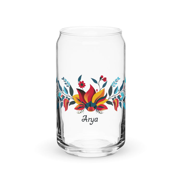 Arya Exclusive Name Art Piece Can - Shaped Glass Home Office Work Mexican Spanish Pride Gift Cup One - Of - A - Kind Calligraphy Glass | A6 - Mexicada