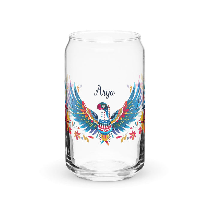 Arya Exclusive Name Art Piece Can-Shaped Glass Home Office Work Mexican Spanish Pride Gift Cup One-Of-A-Kind Calligraphy Glass | A8 Mexicada 16 oz (No Lid No Straw)