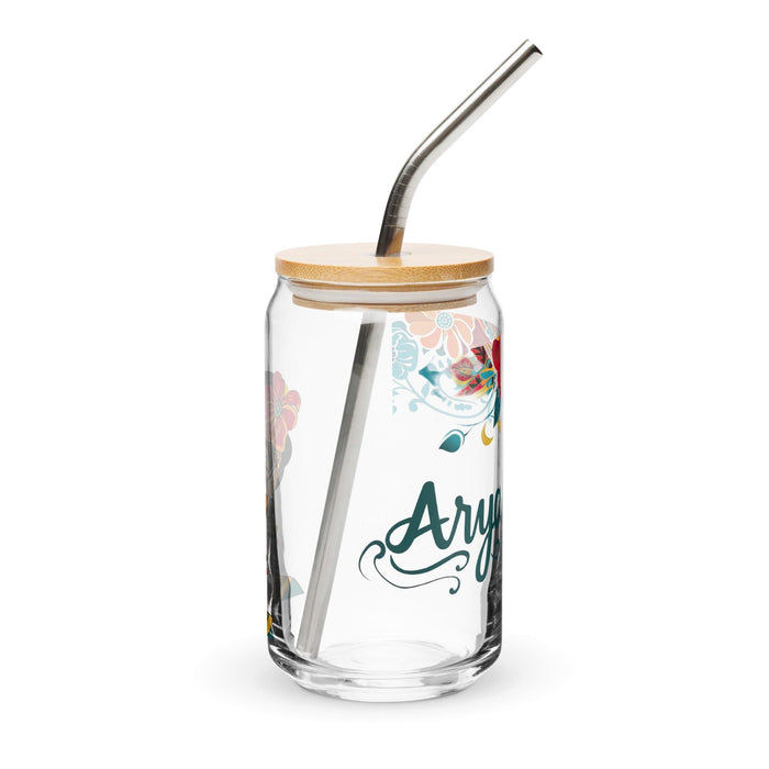 Arya Exclusive Name Art Piece Can-Shaped Glass Home Office Work Mexican Spanish Pride Gift Cup One-Of-A-Kind Calligraphy Glass | A9 Mexicada 16 oz With Lid & Straw