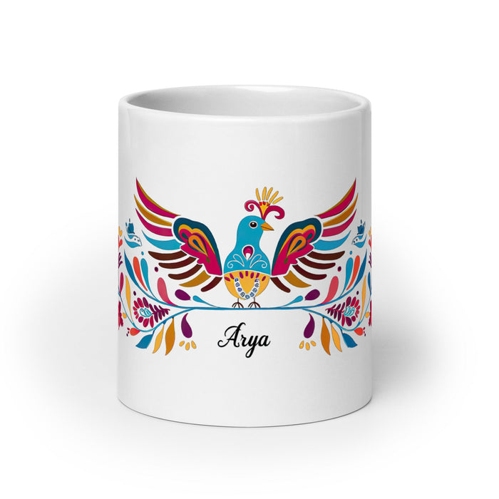 Arya Exclusive Name Art Piece Home Office Work Coffee Mug Mexican Spanish Pride Gift Cup One - Of - A - Kind Calligraphy White Glossy Mug | A1 - Mexicada