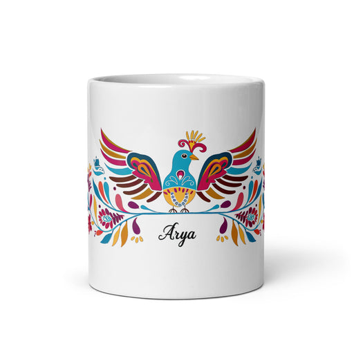 Arya Exclusive Name Art Piece Home Office Work Coffee Mug Mexican Spanish Pride Gift Cup One - Of - A - Kind Calligraphy White Glossy Mug | A1 - Mexicada