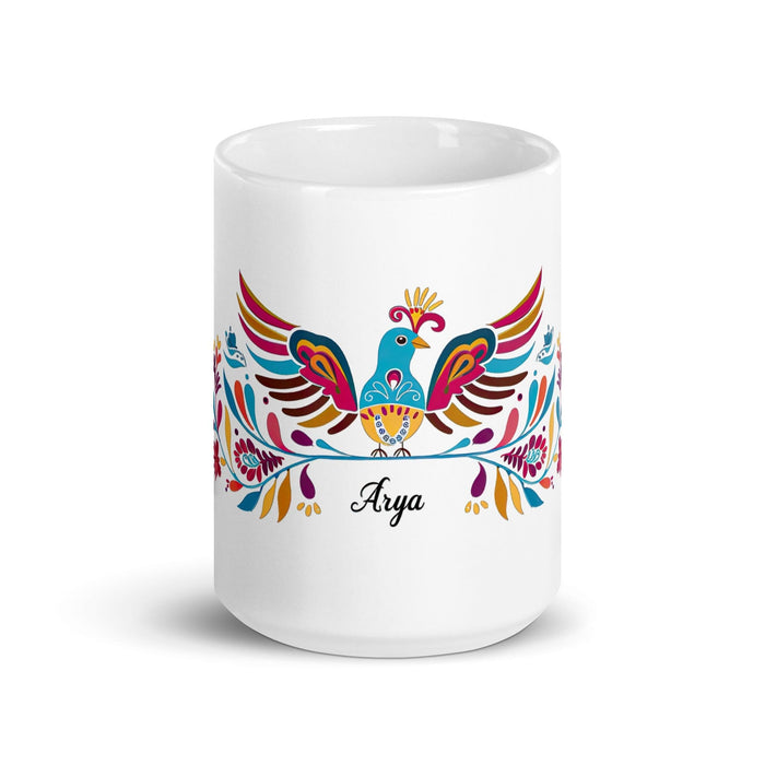 Arya Exclusive Name Art Piece Home Office Work Coffee Mug Mexican Spanish Pride Gift Cup One-Of-A-Kind Calligraphy White Glossy Mug | A1 Mexicada