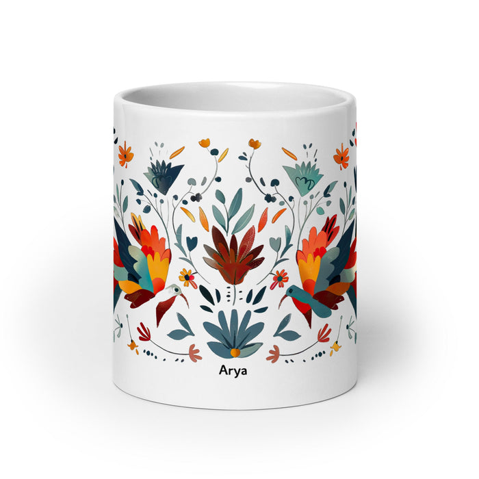 Arya Exclusive Name Art Piece Home Office Work Coffee Mug Mexican Spanish Pride Gift Cup One - Of - A - Kind Calligraphy White Glossy Mug | A13 - Mexicada