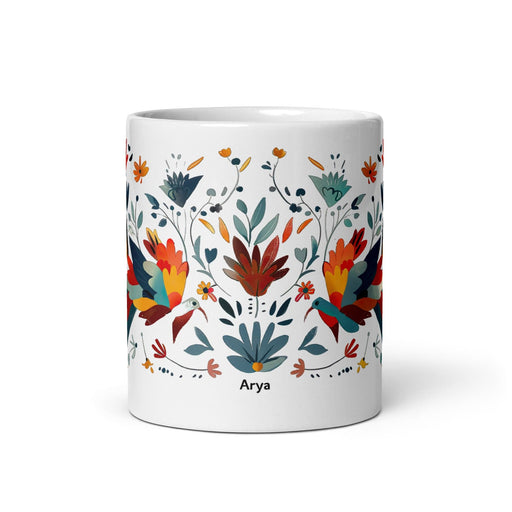 Arya Exclusive Name Art Piece Home Office Work Coffee Mug Mexican Spanish Pride Gift Cup One-Of-A-Kind Calligraphy White Glossy Mug | A13 Mexicada