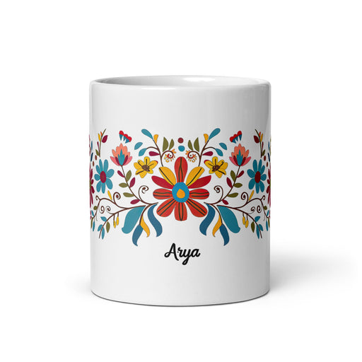 Arya Exclusive Name Art Piece Home Office Work Coffee Mug Mexican Spanish Pride Gift Cup One - Of - A - Kind Calligraphy White Glossy Mug | A14 - Mexicada