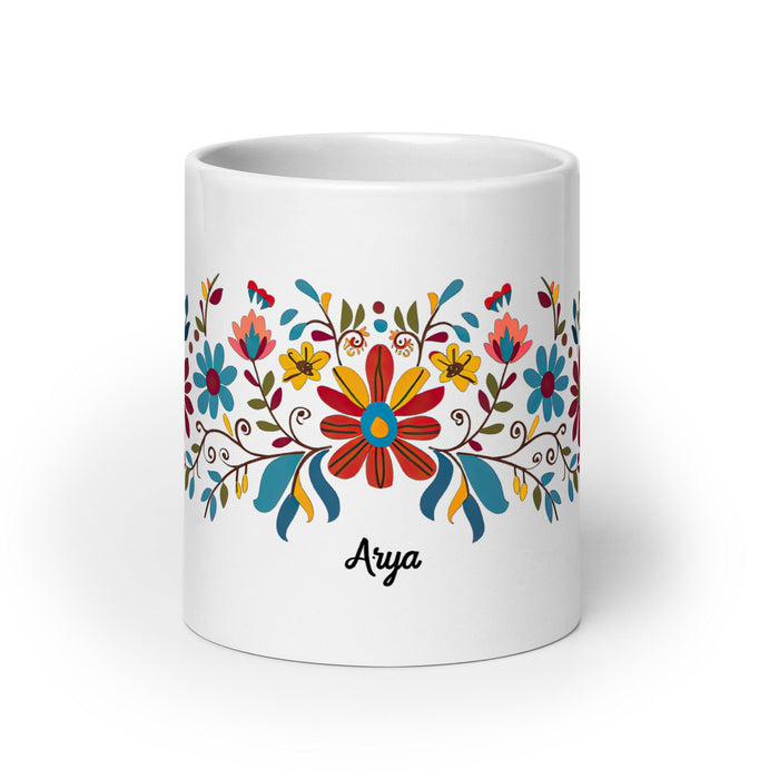 Arya Exclusive Name Art Piece Home Office Work Coffee Mug Mexican Spanish Pride Gift Cup One - Of - A - Kind Calligraphy White Glossy Mug | A14 - Mexicada