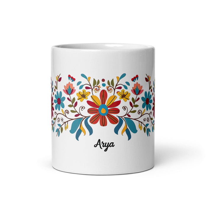 Arya Exclusive Name Art Piece Home Office Work Coffee Mug Mexican Spanish Pride Gift Cup One-Of-A-Kind Calligraphy White Glossy Mug | A14 Mexicada