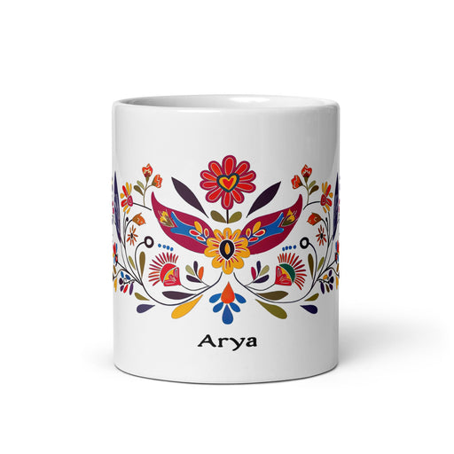 Arya Exclusive Name Art Piece Home Office Work Coffee Mug Mexican Spanish Pride Gift Cup One - Of - A - Kind Calligraphy White Glossy Mug | A15 - Mexicada