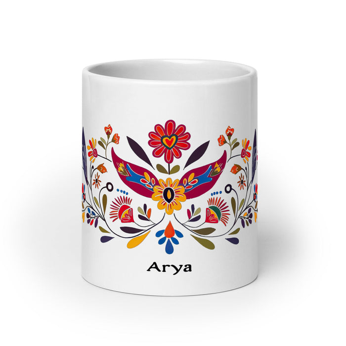 Arya Exclusive Name Art Piece Home Office Work Coffee Mug Mexican Spanish Pride Gift Cup One - Of - A - Kind Calligraphy White Glossy Mug | A15 - Mexicada