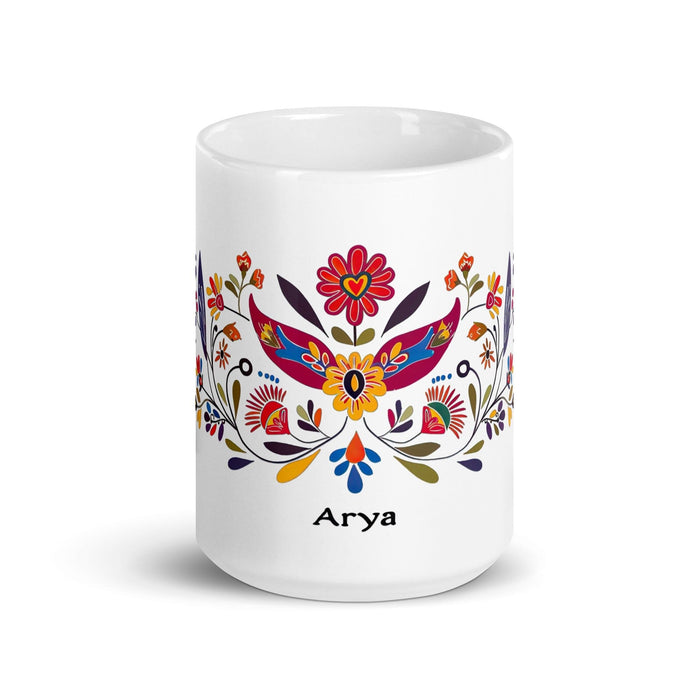 Arya Exclusive Name Art Piece Home Office Work Coffee Mug Mexican Spanish Pride Gift Cup One-Of-A-Kind Calligraphy White Glossy Mug | A15 Mexicada