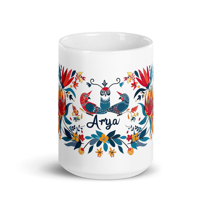 Arya Exclusive Name Art Piece Home Office Work Coffee Mug Mexican Spanish Pride Gift Cup One - Of - A - Kind Calligraphy White Glossy Mug | A16 - Mexicada