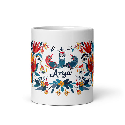 Arya Exclusive Name Art Piece Home Office Work Coffee Mug Mexican Spanish Pride Gift Cup One - Of - A - Kind Calligraphy White Glossy Mug | A16 - Mexicada