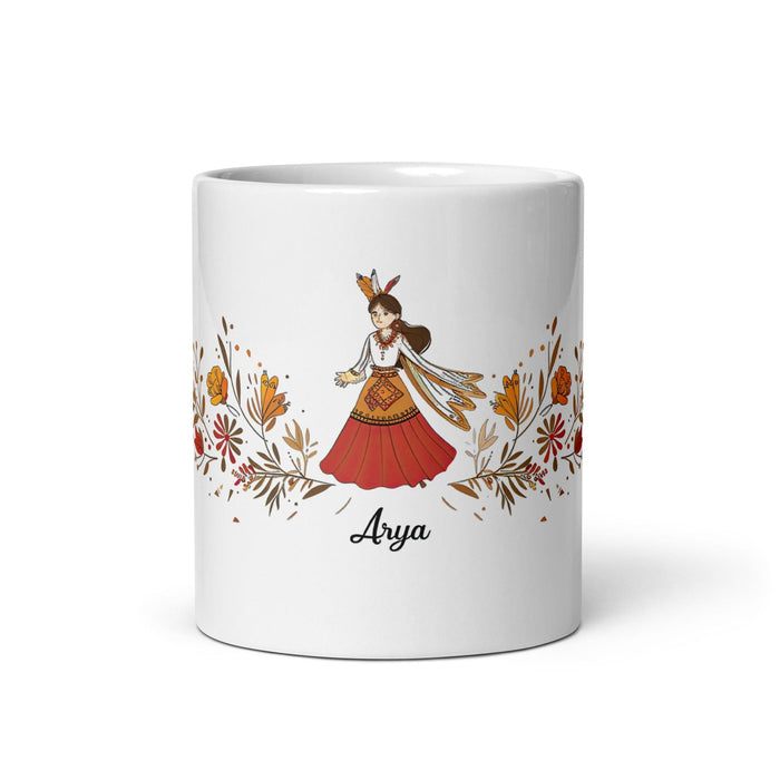 Arya Exclusive Name Art Piece Home Office Work Coffee Mug Mexican Spanish Pride Gift Cup One-Of-A-Kind Calligraphy White Glossy Mug | A18 Mexicada