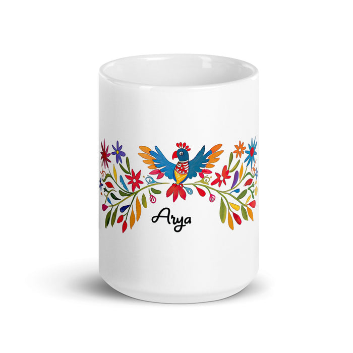 Arya Exclusive Name Art Piece Home Office Work Coffee Mug Mexican Spanish Pride Gift Cup One - Of - A - Kind Calligraphy White Glossy Mug | A19 - Mexicada