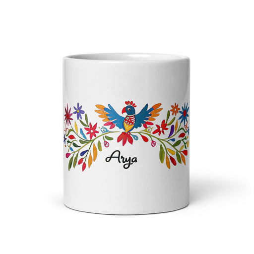 Arya Exclusive Name Art Piece Home Office Work Coffee Mug Mexican Spanish Pride Gift Cup One-Of-A-Kind Calligraphy White Glossy Mug | A19 Mexicada