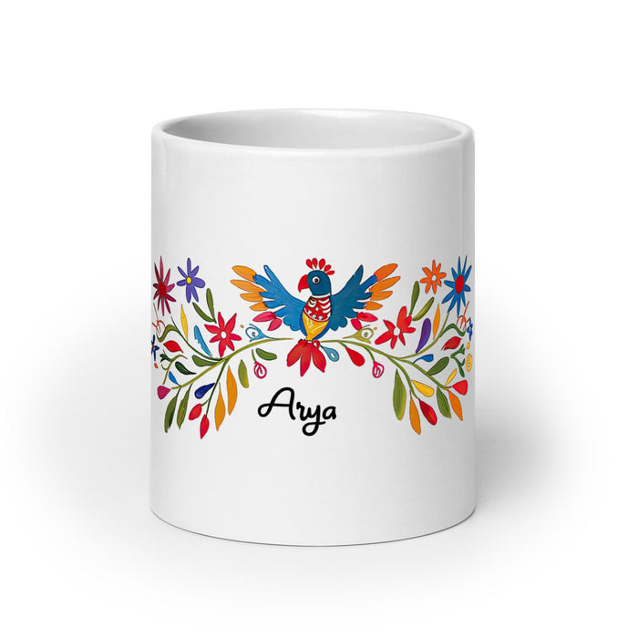 Arya Exclusive Name Art Piece Home Office Work Coffee Mug Mexican Spanish Pride Gift Cup One-Of-A-Kind Calligraphy White Glossy Mug | A19 Mexicada