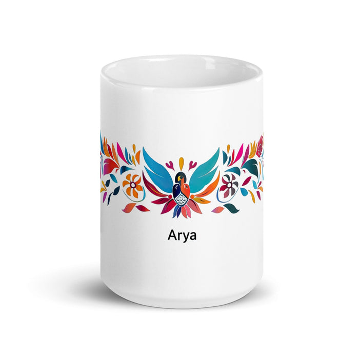 Arya Exclusive Name Art Piece Home Office Work Coffee Mug Mexican Spanish Pride Gift Cup One-Of-A-Kind Calligraphy White Glossy Mug | A20 Mexicada