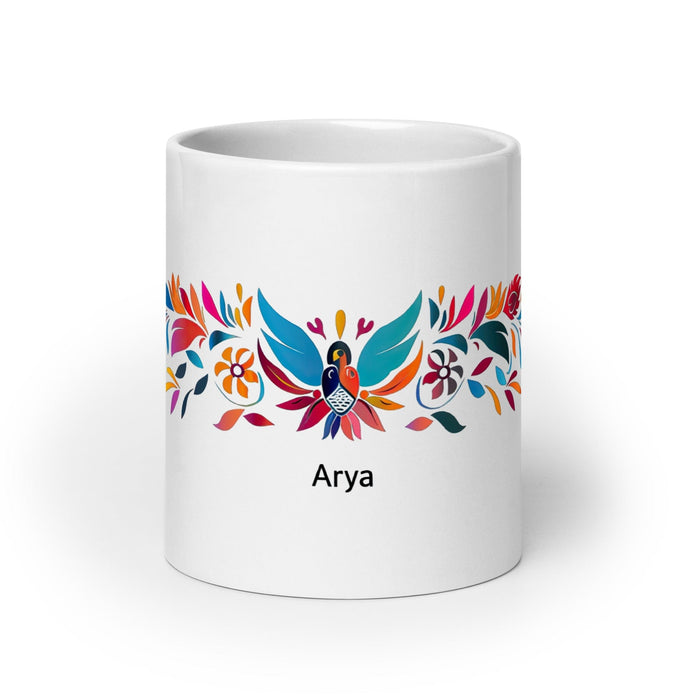 Arya Exclusive Name Art Piece Home Office Work Coffee Mug Mexican Spanish Pride Gift Cup One-Of-A-Kind Calligraphy White Glossy Mug | A20 Mexicada