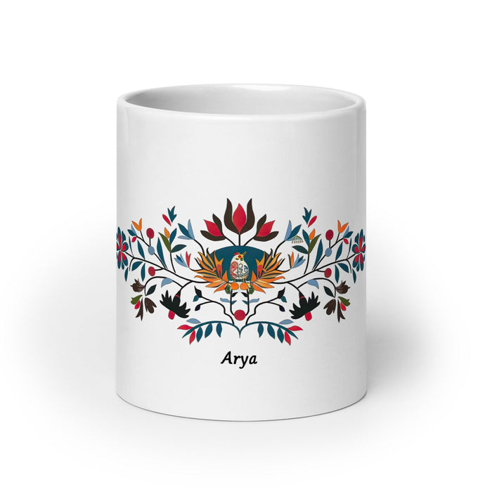 Arya Exclusive Name Art Piece Home Office Work Coffee Mug Mexican Spanish Pride Gift Cup One - Of - A - Kind Calligraphy White Glossy Mug | A22 - Mexicada