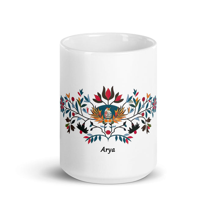 Arya Exclusive Name Art Piece Home Office Work Coffee Mug Mexican Spanish Pride Gift Cup One - Of - A - Kind Calligraphy White Glossy Mug | A22 - Mexicada