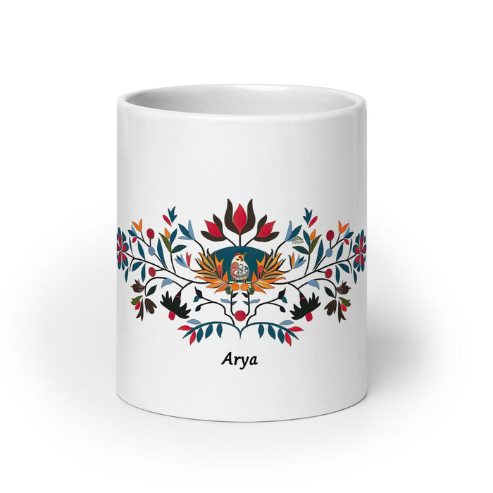 Arya Exclusive Name Art Piece Home Office Work Coffee Mug Mexican Spanish Pride Gift Cup One-Of-A-Kind Calligraphy White Glossy Mug | A22 Mexicada