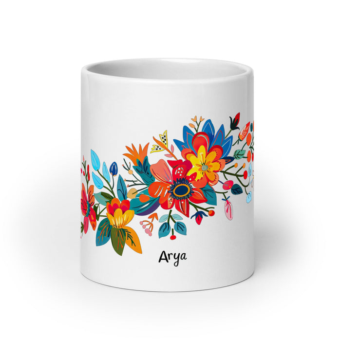 Arya Exclusive Name Art Piece Home Office Work Coffee Mug Mexican Spanish Pride Gift Cup One - Of - A - Kind Calligraphy White Glossy Mug | A23 - Mexicada