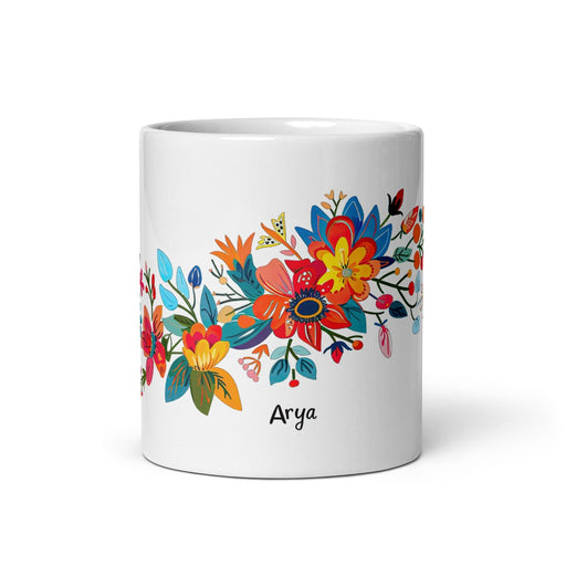 Arya Exclusive Name Art Piece Home Office Work Coffee Mug Mexican Spanish Pride Gift Cup One-Of-A-Kind Calligraphy White Glossy Mug | A23 Mexicada