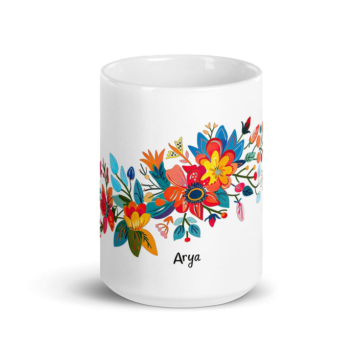 Arya Exclusive Name Art Piece Home Office Work Coffee Mug Mexican Spanish Pride Gift Cup One-Of-A-Kind Calligraphy White Glossy Mug | A23 Mexicada