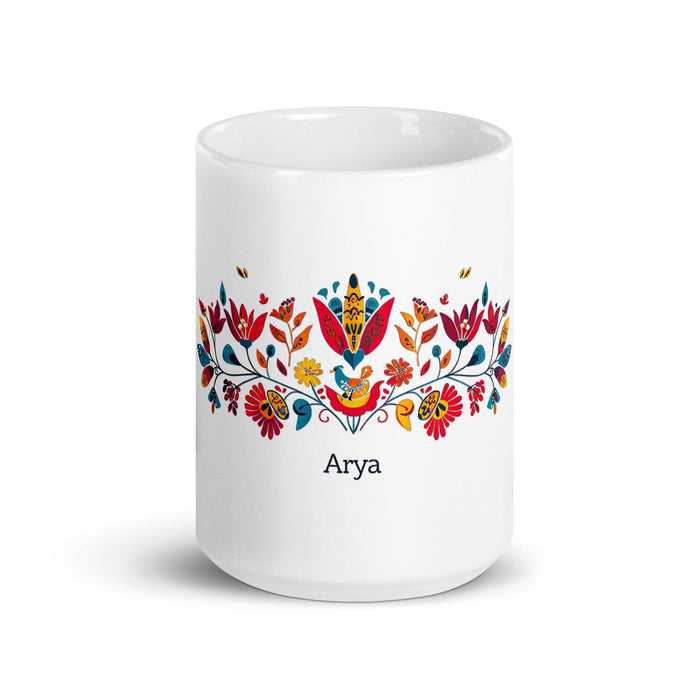 Arya Exclusive Name Art Piece Home Office Work Coffee Mug Mexican Spanish Pride Gift Cup One-Of-A-Kind Calligraphy White Glossy Mug | A27 Mexicada