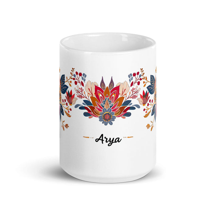 Arya Exclusive Name Art Piece Home Office Work Coffee Mug Mexican Spanish Pride Gift Cup One-Of-A-Kind Calligraphy White Glossy Mug | A28 Mexicada