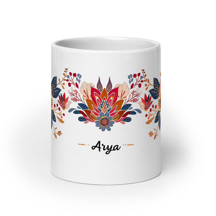 Arya Exclusive Name Art Piece Home Office Work Coffee Mug Mexican Spanish Pride Gift Cup One-Of-A-Kind Calligraphy White Glossy Mug | A28 Mexicada