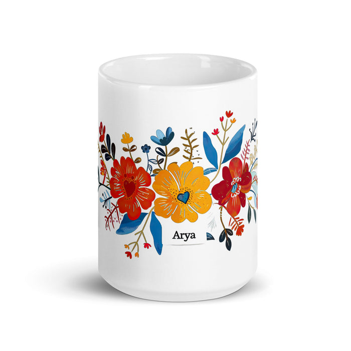 Arya Exclusive Name Art Piece Home Office Work Coffee Mug Mexican Spanish Pride Gift Cup One - Of - A - Kind Calligraphy White Glossy Mug | A3 - Mexicada