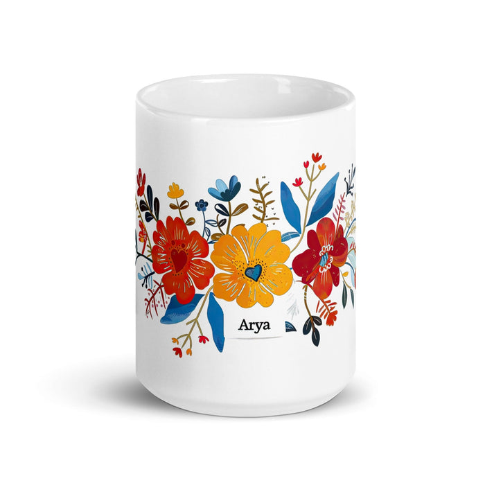 Arya Exclusive Name Art Piece Home Office Work Coffee Mug Mexican Spanish Pride Gift Cup One-Of-A-Kind Calligraphy White Glossy Mug | A3 Mexicada