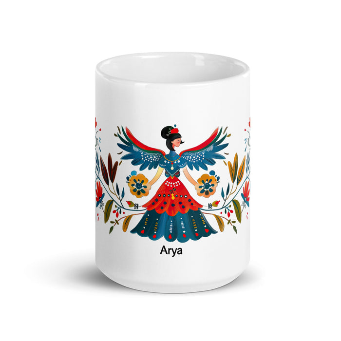 Arya Exclusive Name Art Piece Home Office Work Coffee Mug Mexican Spanish Pride Gift Cup One - Of - A - Kind Calligraphy White Glossy Mug | A4 - Mexicada