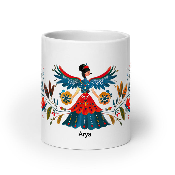 Arya Exclusive Name Art Piece Home Office Work Coffee Mug Mexican Spanish Pride Gift Cup One - Of - A - Kind Calligraphy White Glossy Mug | A4 - Mexicada