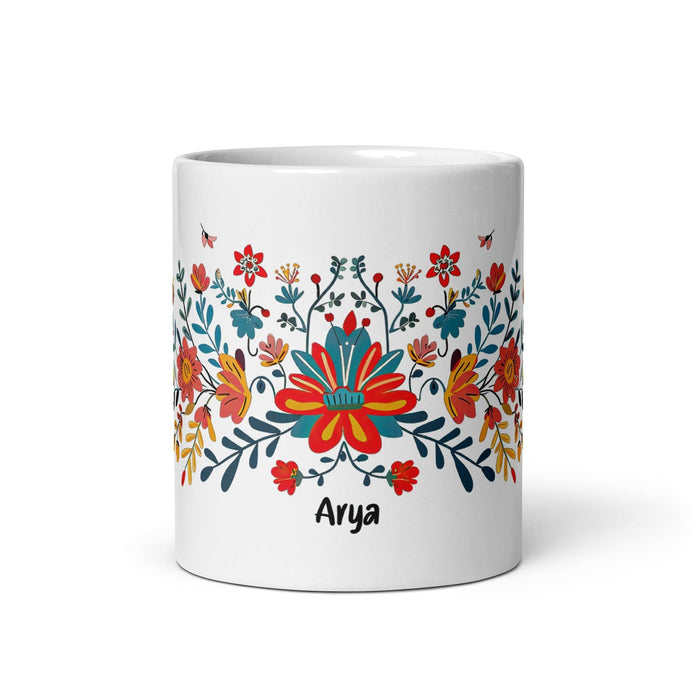 Arya Exclusive Name Art Piece Home Office Work Coffee Mug Mexican Spanish Pride Gift Cup One-Of-A-Kind Calligraphy White Glossy Mug | A5 Mexicada