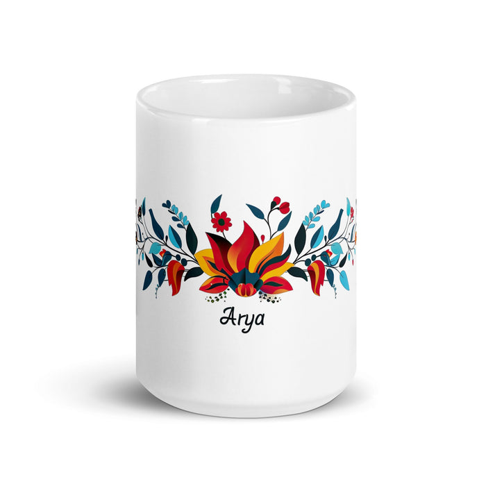 Arya Exclusive Name Art Piece Home Office Work Coffee Mug Mexican Spanish Pride Gift Cup One - Of - A - Kind Calligraphy White Glossy Mug | A6 - Mexicada