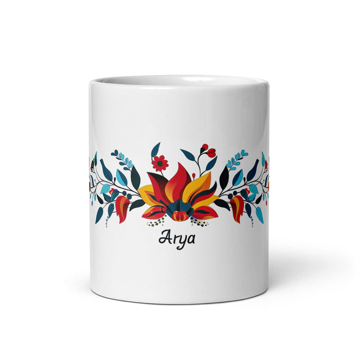 Arya Exclusive Name Art Piece Home Office Work Coffee Mug Mexican Spanish Pride Gift Cup One-Of-A-Kind Calligraphy White Glossy Mug | A6 Mexicada