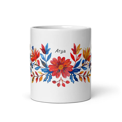 Arya Exclusive Name Art Piece Home Office Work Coffee Mug Mexican Spanish Pride Gift Cup One-Of-A-Kind Calligraphy White Glossy Mug | A7 Mexicada