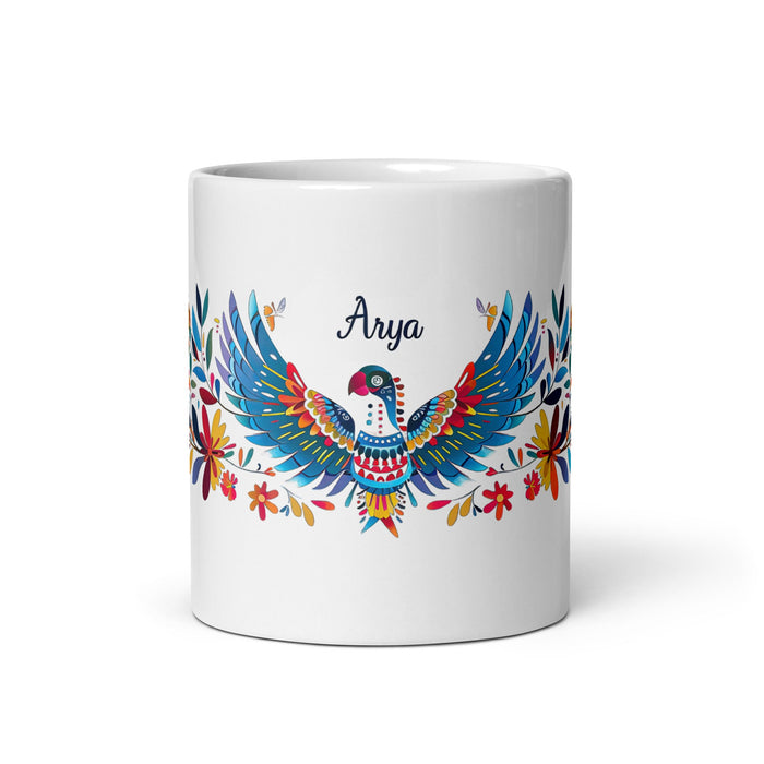 Arya Exclusive Name Art Piece Home Office Work Coffee Mug Mexican Spanish Pride Gift Cup One - Of - A - Kind Calligraphy White Glossy Mug | A8 - Mexicada