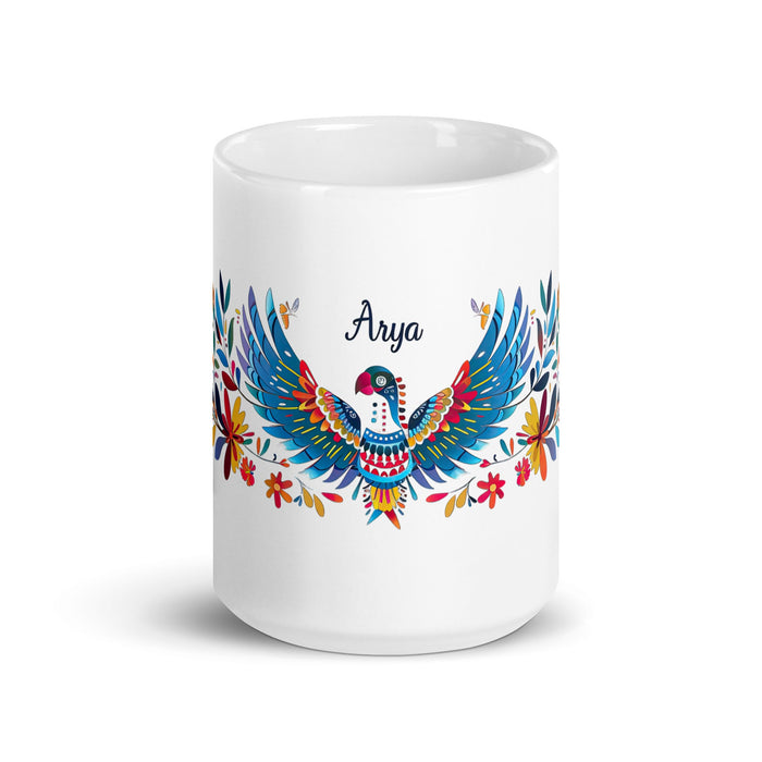 Arya Exclusive Name Art Piece Home Office Work Coffee Mug Mexican Spanish Pride Gift Cup One - Of - A - Kind Calligraphy White Glossy Mug | A8 - Mexicada