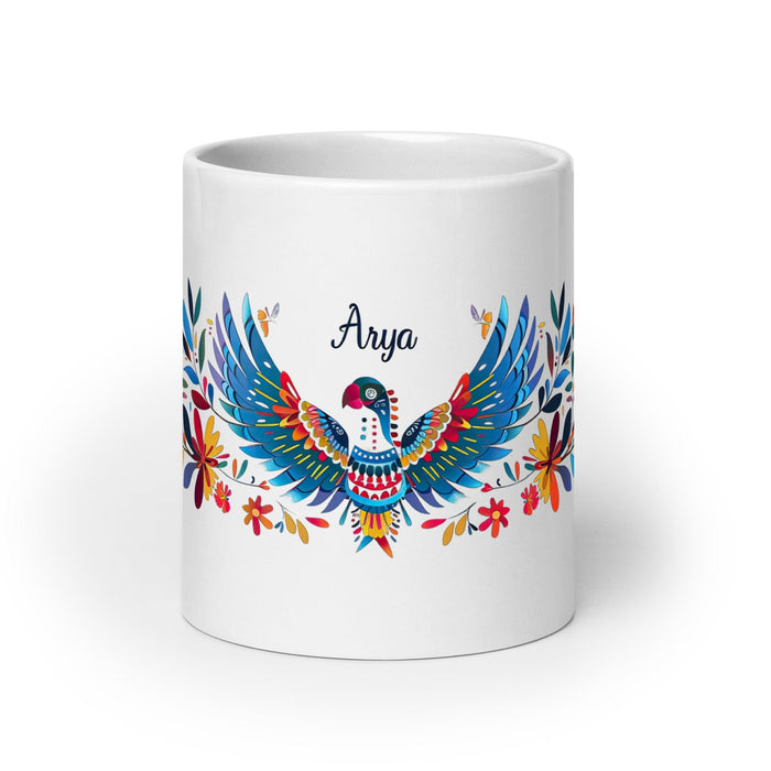 Arya Exclusive Name Art Piece Home Office Work Coffee Mug Mexican Spanish Pride Gift Cup One-Of-A-Kind Calligraphy White Glossy Mug | A8 Mexicada