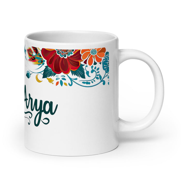 Arya Exclusive Name Art Piece Home Office Work Coffee Mug Mexican Spanish Pride Gift Cup One - Of - A - Kind Calligraphy White Glossy Mug | A9 - Mexicada