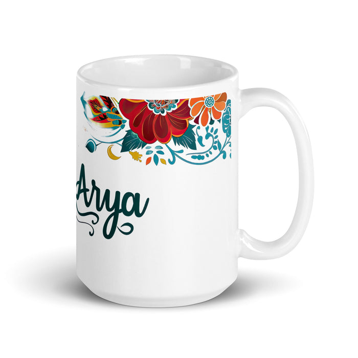 Arya Exclusive Name Art Piece Home Office Work Coffee Mug Mexican Spanish Pride Gift Cup One - Of - A - Kind Calligraphy White Glossy Mug | A9 - Mexicada